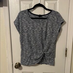 W5 Gray Tie Front Relaxed Tee